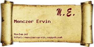 Menczer Ervin névjegykártya